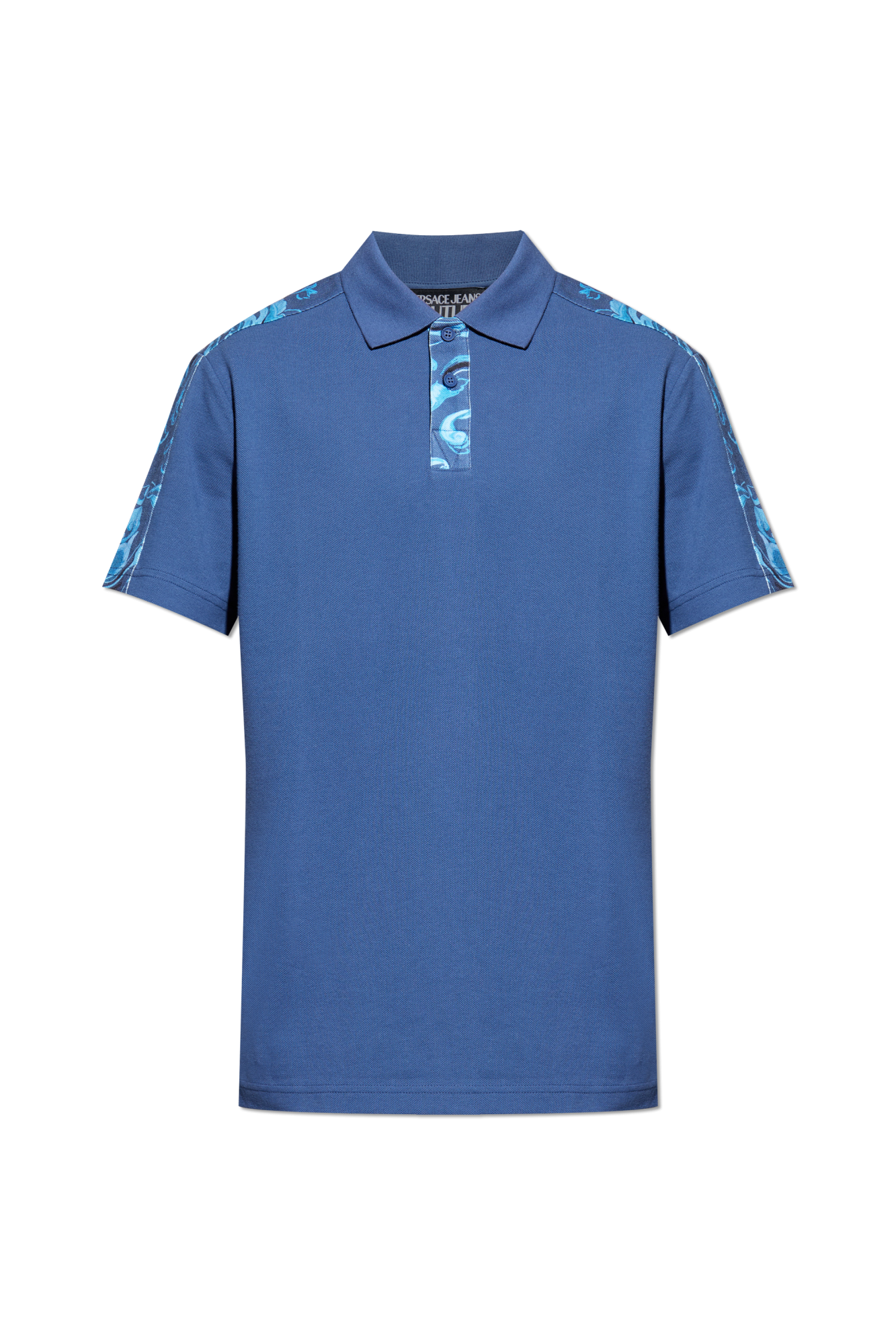Blue Polo shirt with 'Barocco' print Versace Jeans Couture